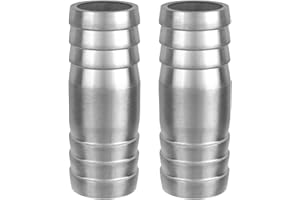 CARVEDEXQUISITELY Stainless Steel 1" to 1" Hose Barb Fittings Splicer Mender Round Union Coupler Adapter Splicer Mender Union Air Water Fuel (Pack of 2)