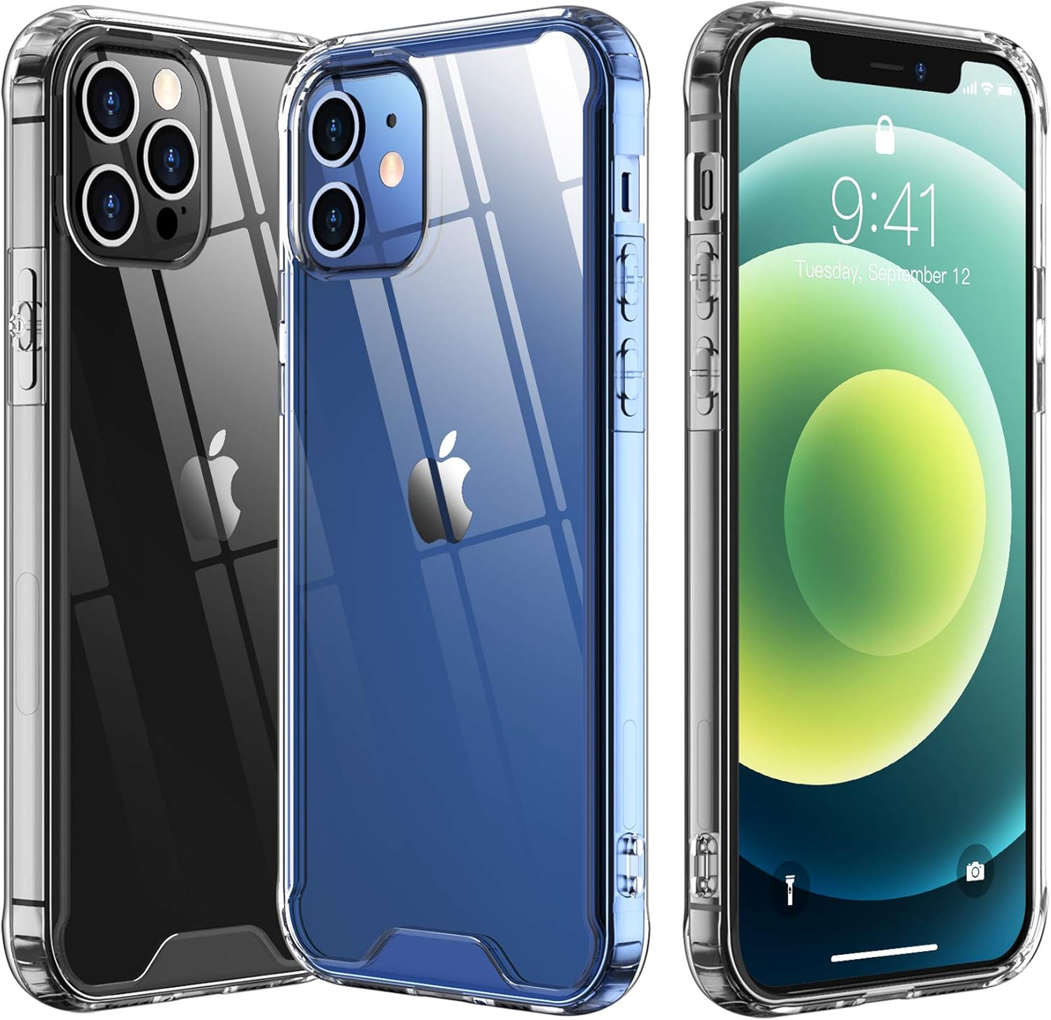 Temdan for iPhone 12 Case/iPhone 12 Pro Case 6.1" [Drop Protection] [Shock-Absorbing Corners] Acrylic Case for iPhone 12/iPhone 12 Pro 2020 6.1inch – Clear