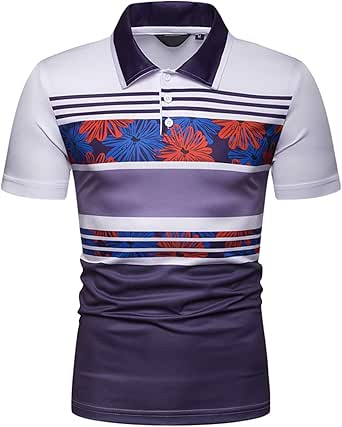 WHATLEES Mens Casual Short Sleeve Hawaiian Print Polo Shirt at Amazon Menâs Clothing store