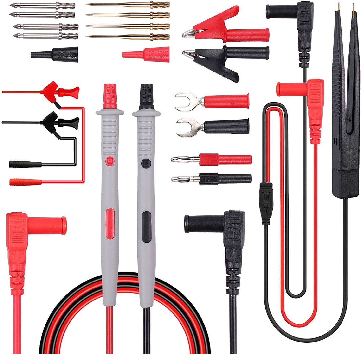 DollaTek Multi measuring line kit 21 in 1 electrical multimeter measuring line with alligator clips test probe banana plug multimeter cable for voltage testers