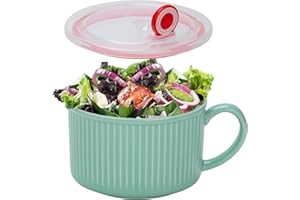 MUUBOOX 30oz Ceramic Soup Mugs with Lid and Handle for Soup and Instant Noodles Soup Mug, Oatmeal, Gumbo, Salad Dishwasher Sa