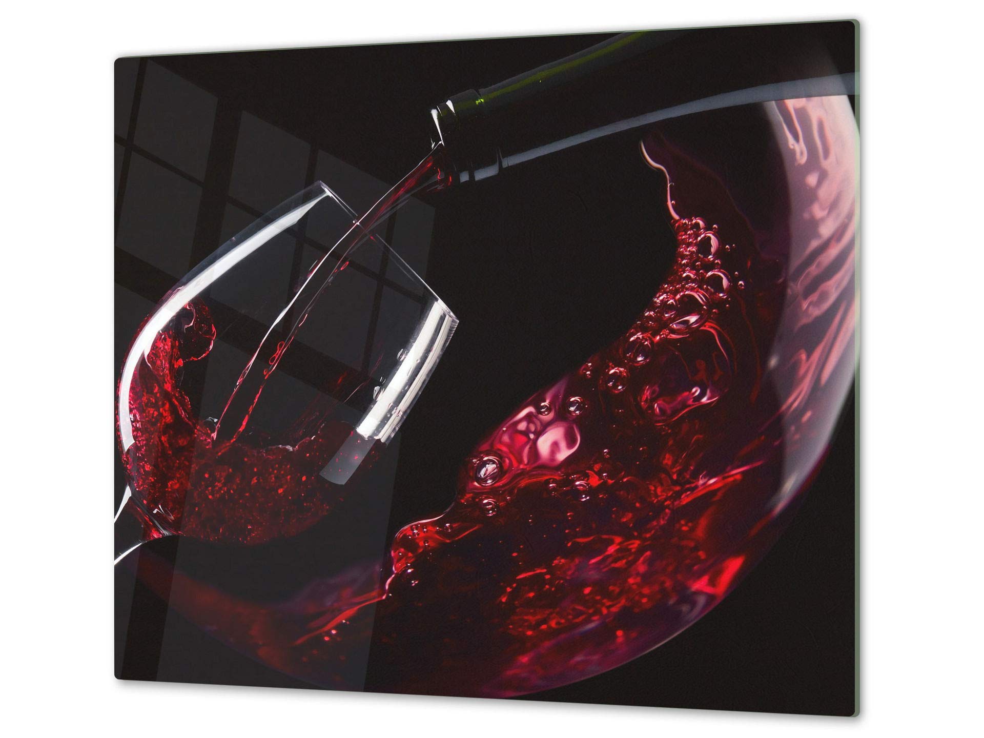 Chopping Board - Induction Cooktop Cover - Glass Cutting Board; Measures: Single: 23,62” x 20,47”; Double: 11,81” x 20,47”; D04 Drinks Series: Wine 14