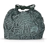 monbento - Lunch Bag MB Pochette M Jungle - Polyester and Cotton Lunch Tote - For Work Lunch Packing - Can Contain a Bento Box MB Original or MB Tresor - Leaves Pattern - Green