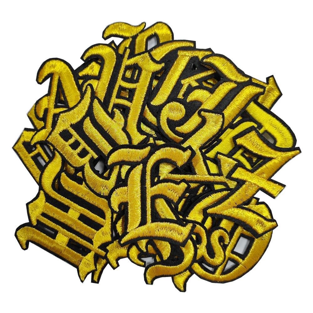 Photo 1 of ***MISSING PARTS***
26 PCS Gothic Iron On Letters for Clothing, A-Z 26 Varsity Letter Patches, Goth Iron On Patches for Clothing, Applique Funny Embroidered Patch for Clothes Bags Hats T-Shirts Jeans (Yellow)