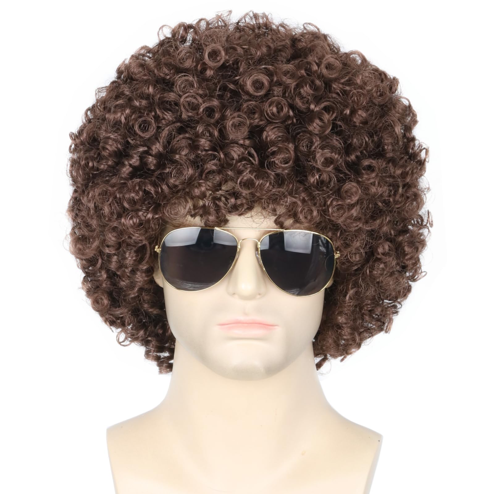 Topcosplay Afro Wig for Men 80s 70s Wigs for Men Disco Wig Blonde Brown Short Curly Wig for Halloween Cosplay