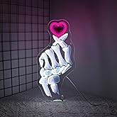 Whfobfe Neon Sign Led Neon Lights Neon Signs for Wall Decor USB Powered Led Neon Signs for Room Decoration (Skeleton Finger Heart)