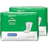 Amazon Basics Men's Incontinence Guards, Maximum Absorbency, Moisture-Wicking with Odor Protection, One Size Fits Most, 104 Count (2 Packs of 52)