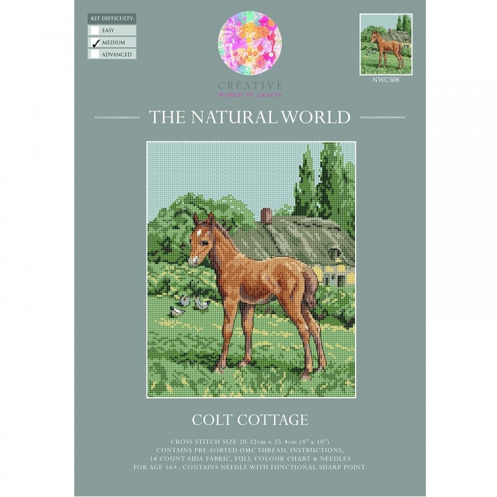 Creative World of Crafts The Natural World Cross Stitch Kits - Colt Cottage,Multi-colour,34 x 22 x 1 cm