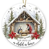 Gift Glow Christmas Nativity Scene - Religious Christmas Ornaments 2025, Jesus for Tree Decorations, Gifts for Christian Women, Ceramic Christian