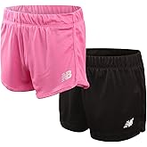 New Balance Girls Athletic Shorts - 2 Pack Active Performance Mesh Dolphin Running Shorts for Outdoor Activities