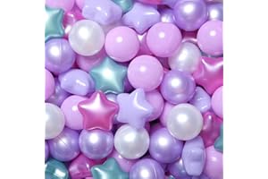REALHAHA Plastic Ball Pit Balls Stars, Star & Ball for Babies Kids Playpen Pool Puppy Playballs, 100pcs, Small and Bigger Size