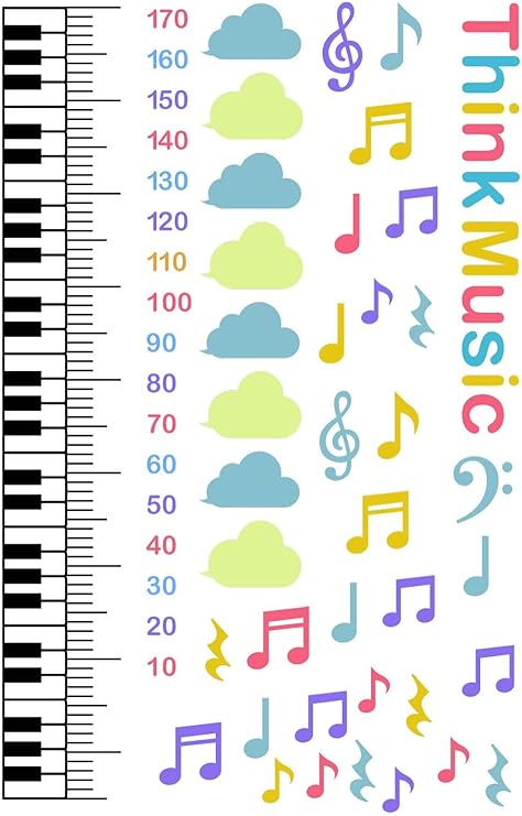 Amazon ウォールステッカー 身長計 メモ付き 記念 目盛り 子供部屋 動物 北欧 90 60cm シール式 装飾 おしゃれ 壁紙 はがせる 剥がせる ピアノ 音符 カラフル ウォールステッカー オンライン通販