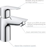 GROHE QUICKFIX Start Edge Basin Mixer Tap Pop-Up Waste Chrome 28mm Cartridge view 5