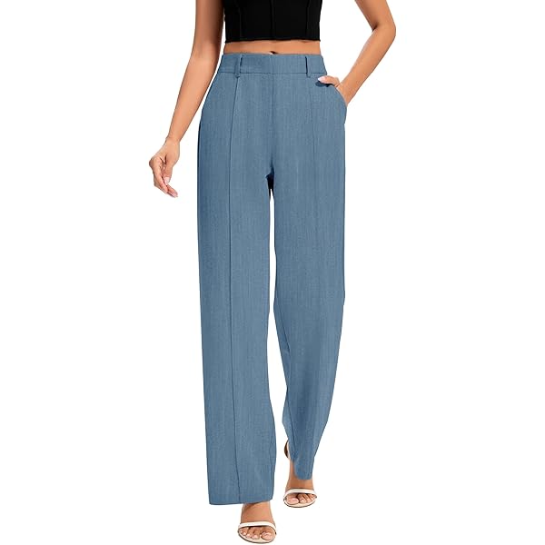 Clearlove Women's Wide Leg Ribbed Knit Pants Drawstring Waist Low Rise Casual Long Trousers - Black,S