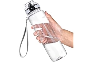 OLDLEY Water Bottle, 32oz Motivational Sports Water Bottle with Time Marker - Times to Drink - Tritan, BPA Free, Wide Mouth Leakproof, Clear (1 Bottle)