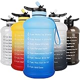 layajia 73OZ/0.6 Gallon Motivational Large Water Bottle with Straw & Time Marker, Leakproof BPA Free Big Water Jug, Wide Mout