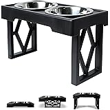 Pet Zone Designer Diner Adjustable Elevated Dog Bowls for Large Dogs, Medium and Small - Raised Dog Bowl Stand 2 Dog Food Bow
