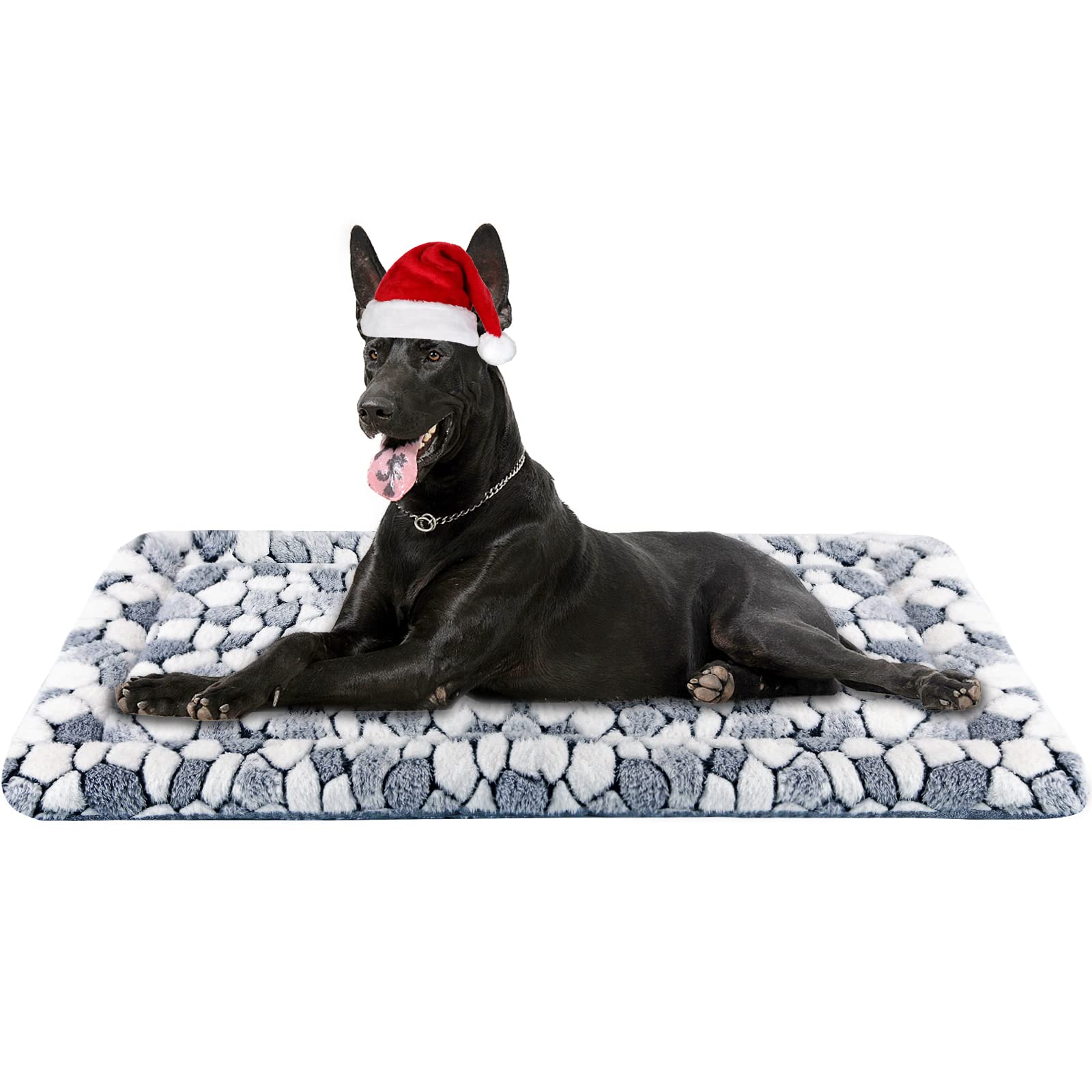 VANKEAN Stylish Dog Crate Pad Bed Mat Reversible (Cool & Warm), Soft Pet Sleeping Mat Dog Bed for Crate Suitable for Small to XX-Large Dogs and Cats, Machine Washable Crate Beds,Grey Stone Pattern