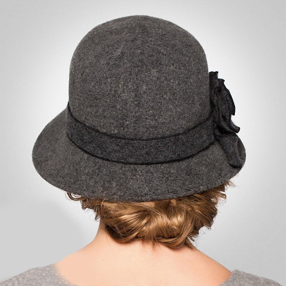 Maitose Women's Wool Felt Flowers Church Bowler Hats Dark Gray at  Women’s Clothing store