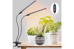FRGROW Clip Grow Lights for Seed Starting with Timer, Full Spectrum Brightest Plant Growing Lamps for Indoor Plants, Bonsai, Seedlings, 18 Watt Home Plug But Not 10W Adapter