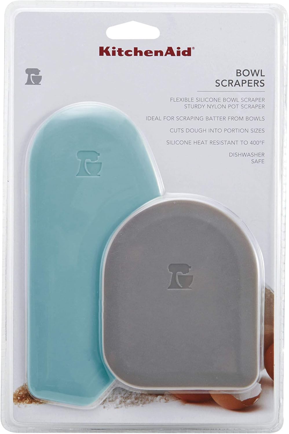KitchenAid Gourmet Bowl Scraper, Set of 2, Aqua Sky/Sorm Grey: Kitchen & Dining