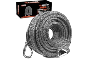 YUNPEAK Winch Rope Extension, 3/8'' x 50ft 27,000Lbs Synthetic Winch Extension Rope, Winch Extension Line for Off Road Vehicle ATV UTV SUV Jeep (Gray)