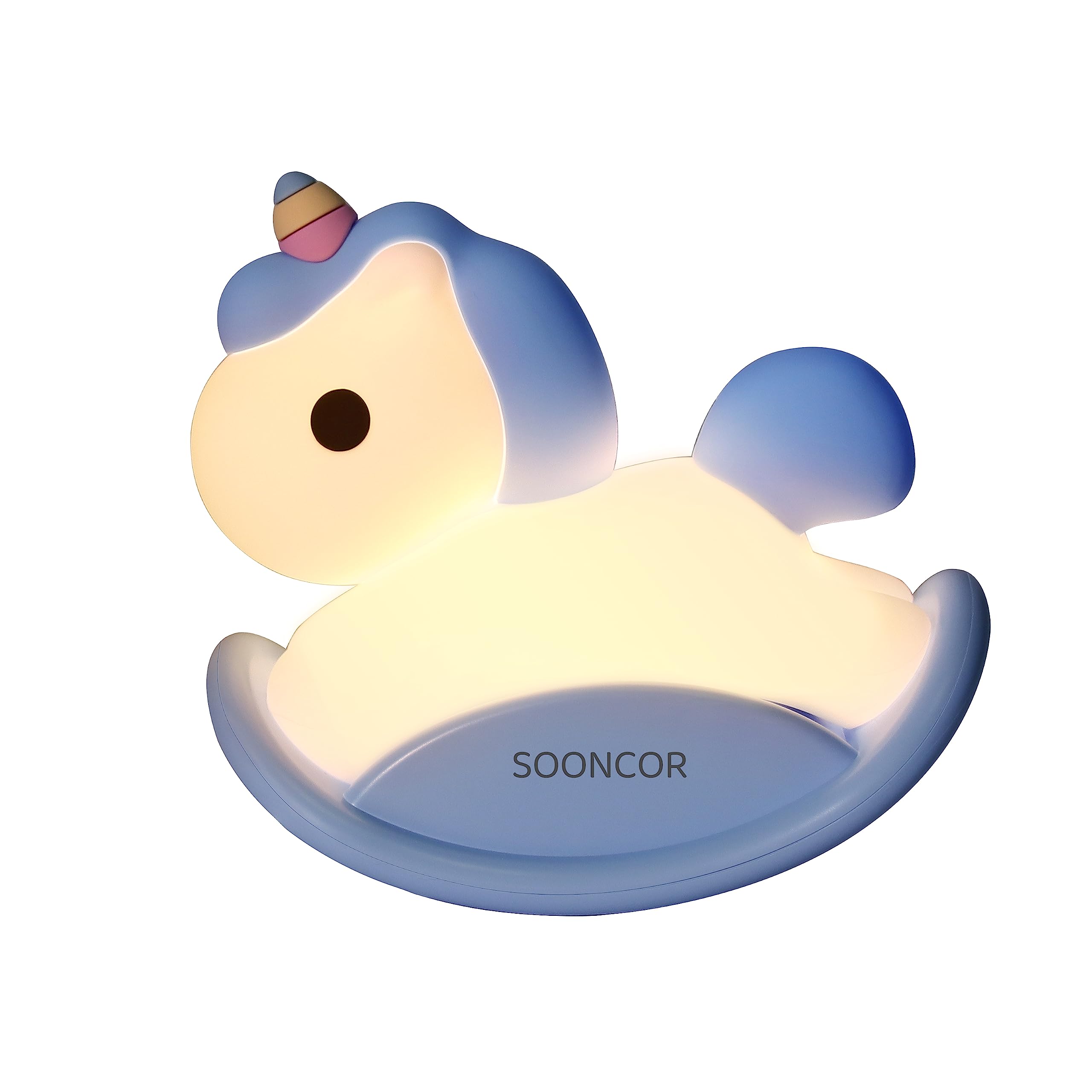 SOONCOR Unicorn Night Light Bedside Lamp Rocking Horse USB Rechargeable Silicone Timer Touch LED Night Light, Gift for Children's Room, Baby, Adult.