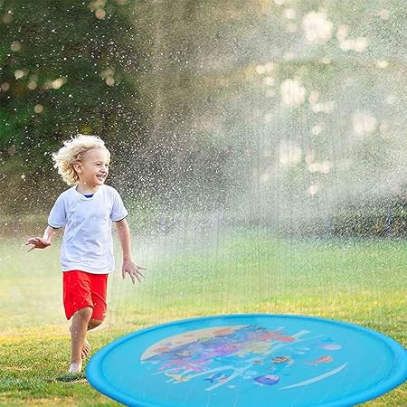 Amazon 噴水マット ビニール プール スプラッシュ プレイマット 親子遊び 芝生遊び 夏の日 噴水池 噴水できる アウトドア 夏休み 暑さ対策 プレゼント 誕生日 贈り物 男の子 女の子 170cm プール 水遊び おもちゃ