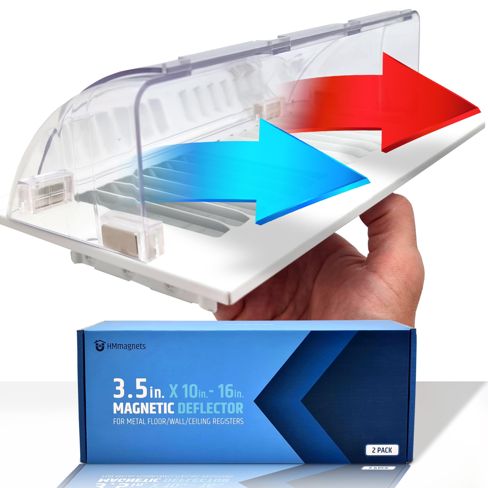 Photo 1 of Powerful Magnetic Vent Air & Heat Deflector (2 Pack) for Ceiling, Floor and Wall - Will Never Fall Off - Adjustable from 9.2” to 16” - Super Strong Neodymium Magnets (Upgraded Design) | Patent Pending