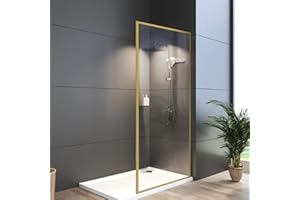 Bathroom Fixed Glass Shower Wall Panels, 34 in W x 74 in H Framed Tempered Shower Glass Panel for Open Walk-in Bathroom and B