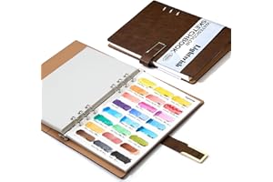 Lightwish Watercolor Swatch Book - 20 Detachable 100% Cotton Sheets 24 Spaces,5.8 * 8.2 in,300gsm/140lb Cold Press for Waterc