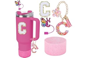 LA KEN DU Use for Stanley Cup Accessories Charms 40oz 30oz,Compatible with Stanley Cup Letter Charms for Handle Silicone Boot,Straw Cover Topper & Sticker