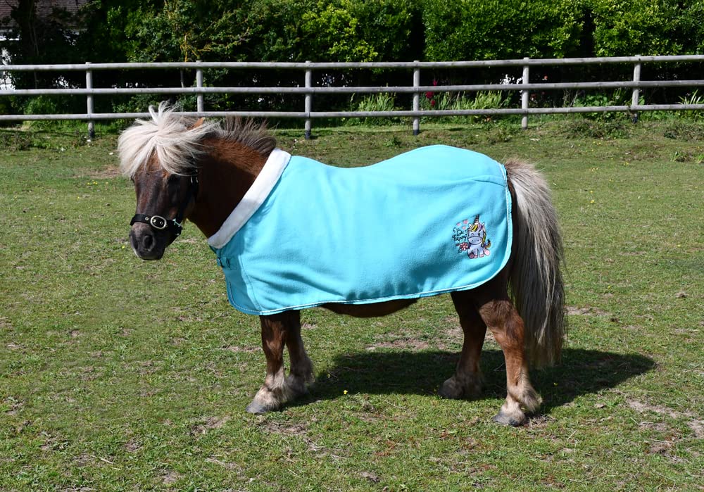 Rhinegold Unicorn Embroidered Fleece Rug - 4/3 - Aqua — image 1