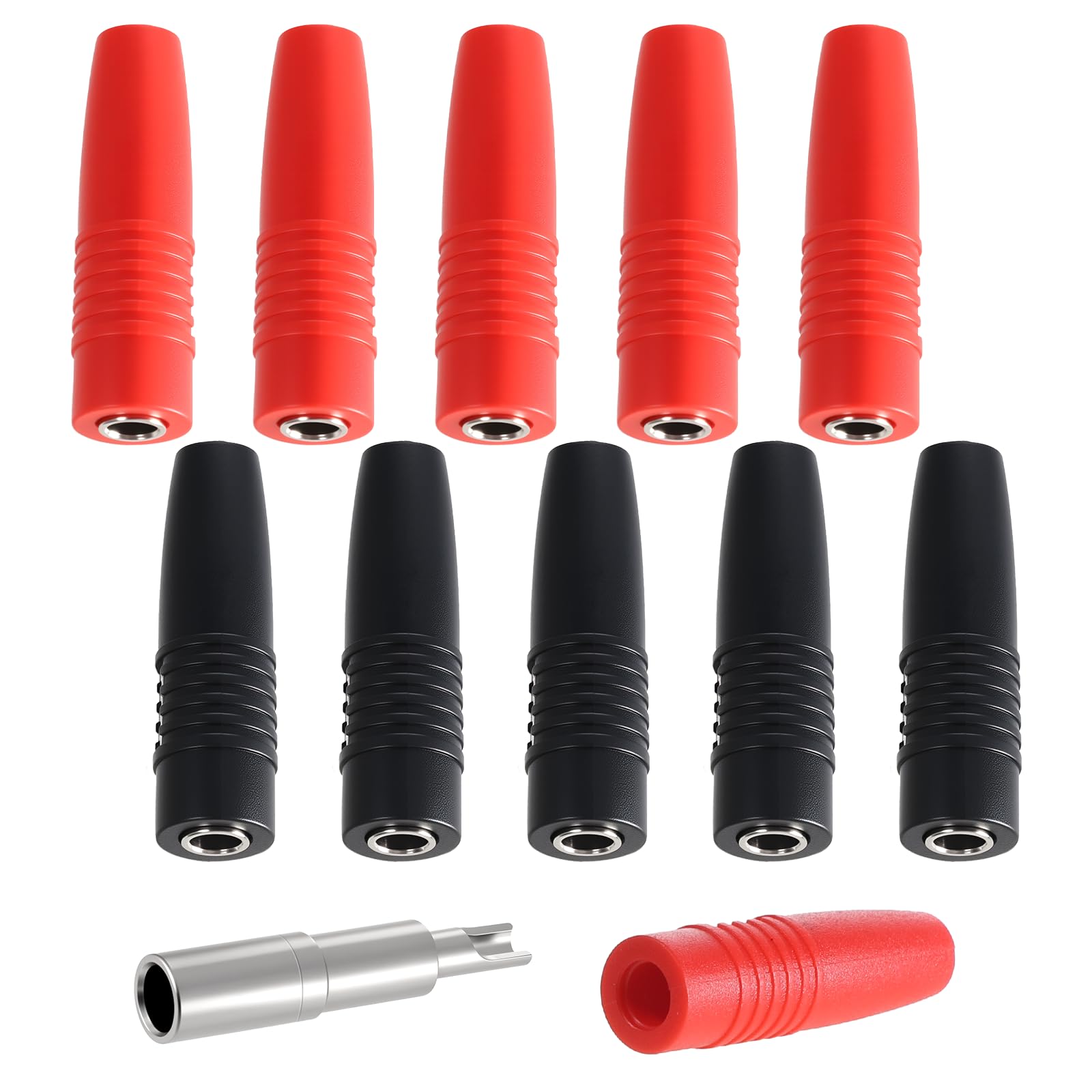 Photo 1 of 10 Pcs 4mm Insulated Female Banana Plug Connectors Solder Type for Male Banana Plug Cable Connector (Black, Red)