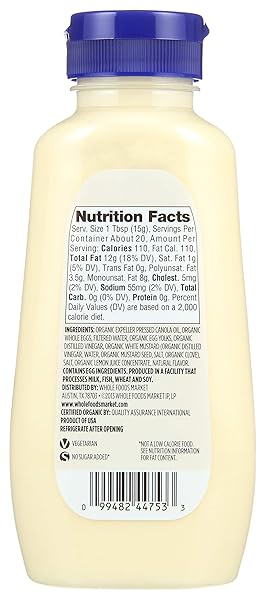 365 BY WHOLE FOODS MARKET, ORGANIC MAYONNAISE, 11.2 FL OZ