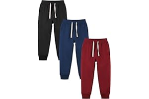 Resinta 3/4 Pack Toddler and Boys Fleece Lined Sweatpants Cotton Kids Jogger Pants with Pockets Drawstring