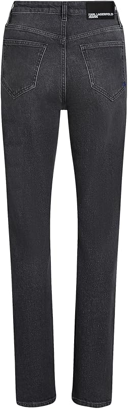 Damen High Rise Straight Denim with Slit Verwaschenes Dunkelgrau 2932