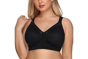 DotVol Women's Full Coverage Minimizer Bra Non-Padded Floral Lace Wirefree Soft Cup Plus Size