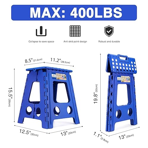 ACKO Folding Step Stool 16 Inch Stool 400 LB Weight Capacity