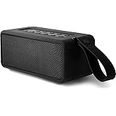 AT&T Essentials Retro 80W Bluetooth Speaker, IPX6 Waterproof, Bluetooth 5.3, LED Light Modes, Bass & Treble Control, 12H Battery, USB-C Charging, Outdoor & Indoor Use, Home Audio System - Black