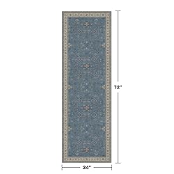Boho 2x6 Non Slip Kitchen Rug Runner - Light Blue