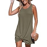 CUPSHE Women's Sleeveless Swimsuit Coverup Waffle Knit Swimwear Beach Cover Ups Twisted Mini Dress