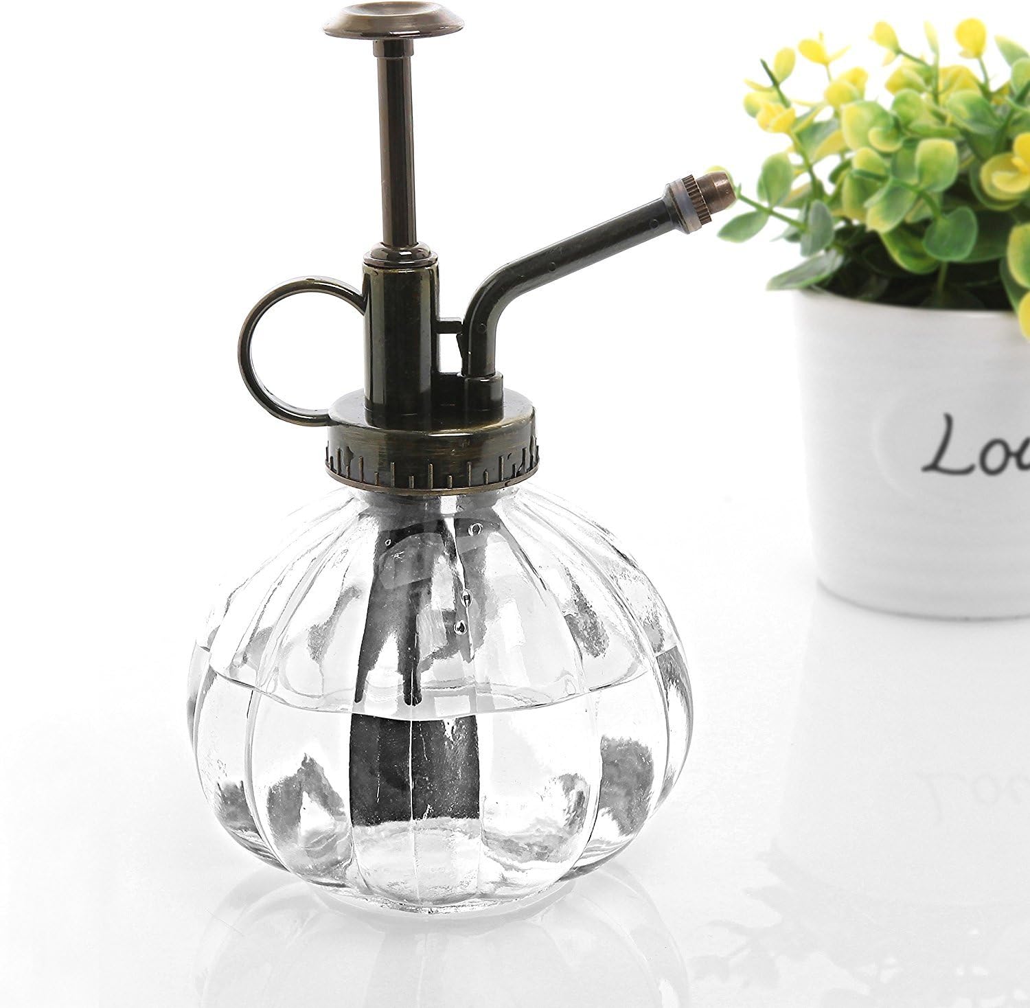 ShareCool Vintage Glass Pumpkin Watering Can Pot Plant Mister Bottle with Top Pump (Natural), Bronze, 230 ml - Image 4