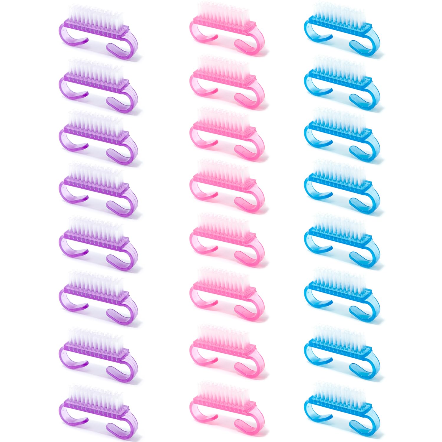 24 Pcs Multi-Use Nail Care Brush Set, Manicure & Pedicure Tools for Hand/Toe Dusting, Cleaning & Salon/Home Maintenance (Pink, Purple, Blue)