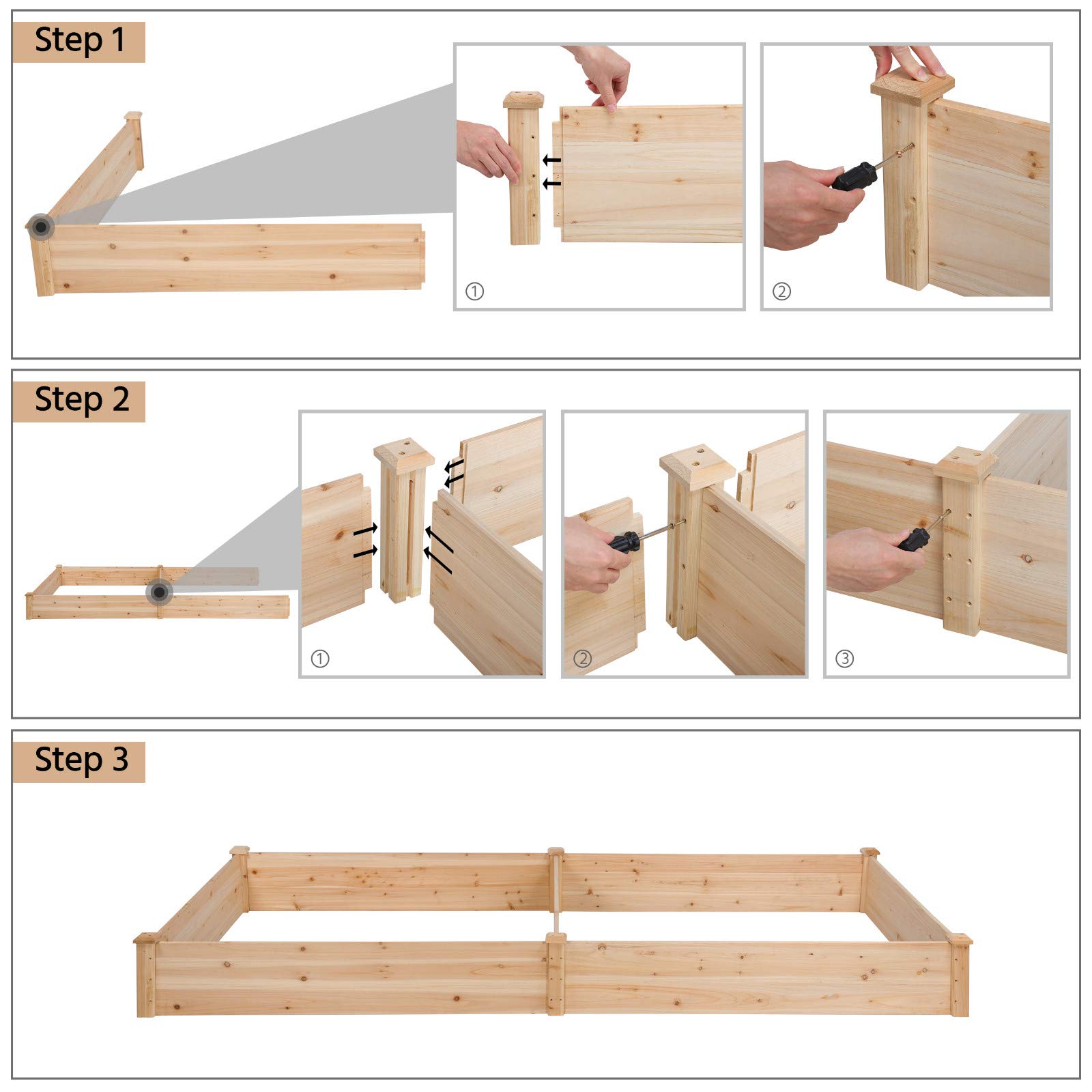 YAHEETECH Wooden Raised Elevated Garden Bed Kit With Legs 