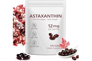 RUDUWU Astaxanthin Supplements 12mg 120 Softgels,Premium Astaxanthin Antioxidant Supplements,Triple Strength Skin Vitamins with Antioxidant Activity,Supports Eye, Joint, Brain, Heart & Immune System (1)