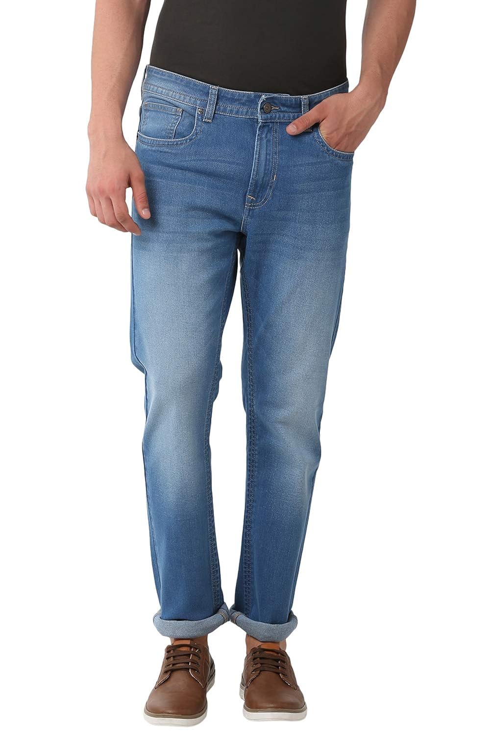 Buy Peter England Men's Slim Fit Jeans (PJDNJSLFW98848_Dark Gray_28) at