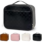 Mziart PU Leather Lunch Bag Lunch Box for Women Men, Reusable Lunch Tote Bags Meal Prep Containers Portable Leakproof Insulated Cooler Bag Food Handbags for Work Office Picnic Beach Travel (Black)