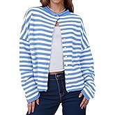 GREAIDEA Womens Striped Cardigan Sweaters Casual Trendy Open Front Long Sleeve Button Down Lightweight Knit Fall Sweater