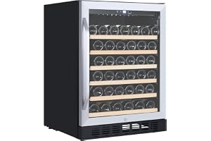 GarveeTech 24 in Wine Cooler Refrigerator - 46 Bottle Capacity, Stable Temperature Control, Digital Control Panel, Stainless Steel & Tempered Glass, Safety Lock